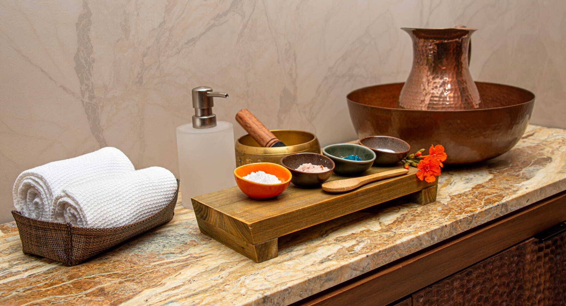 spa ramekins and wood boards