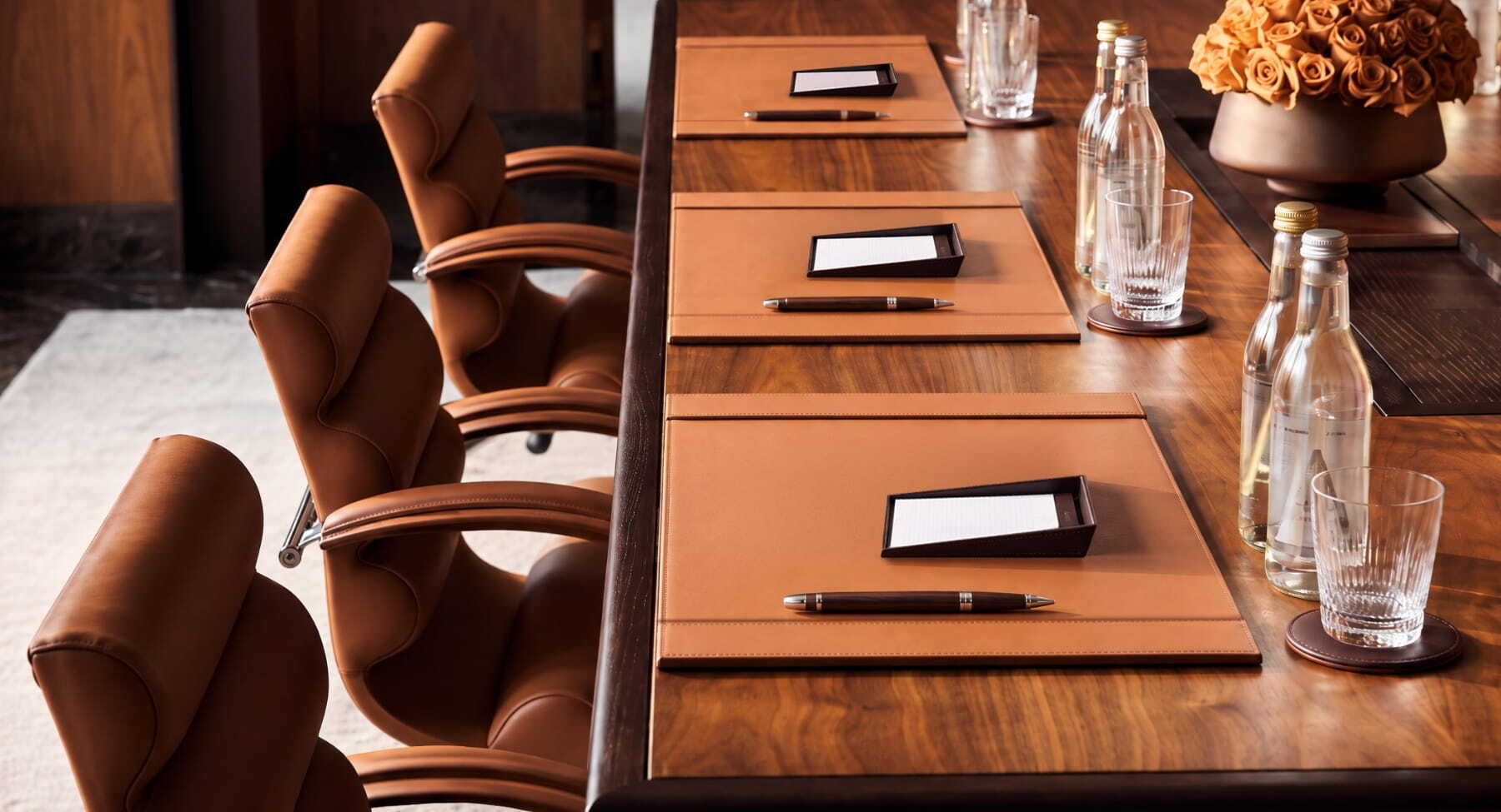 vegan leather desk blotter and meeting room accessories